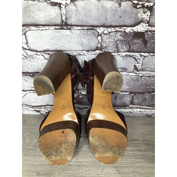 7 Seven For All Mankind Purple Patent Platform Sandals Heels Women Sz 37EU/6.5US - Picture 15 of 16